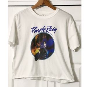 Prince Purple Rain White Cotton T-Shirt-Large